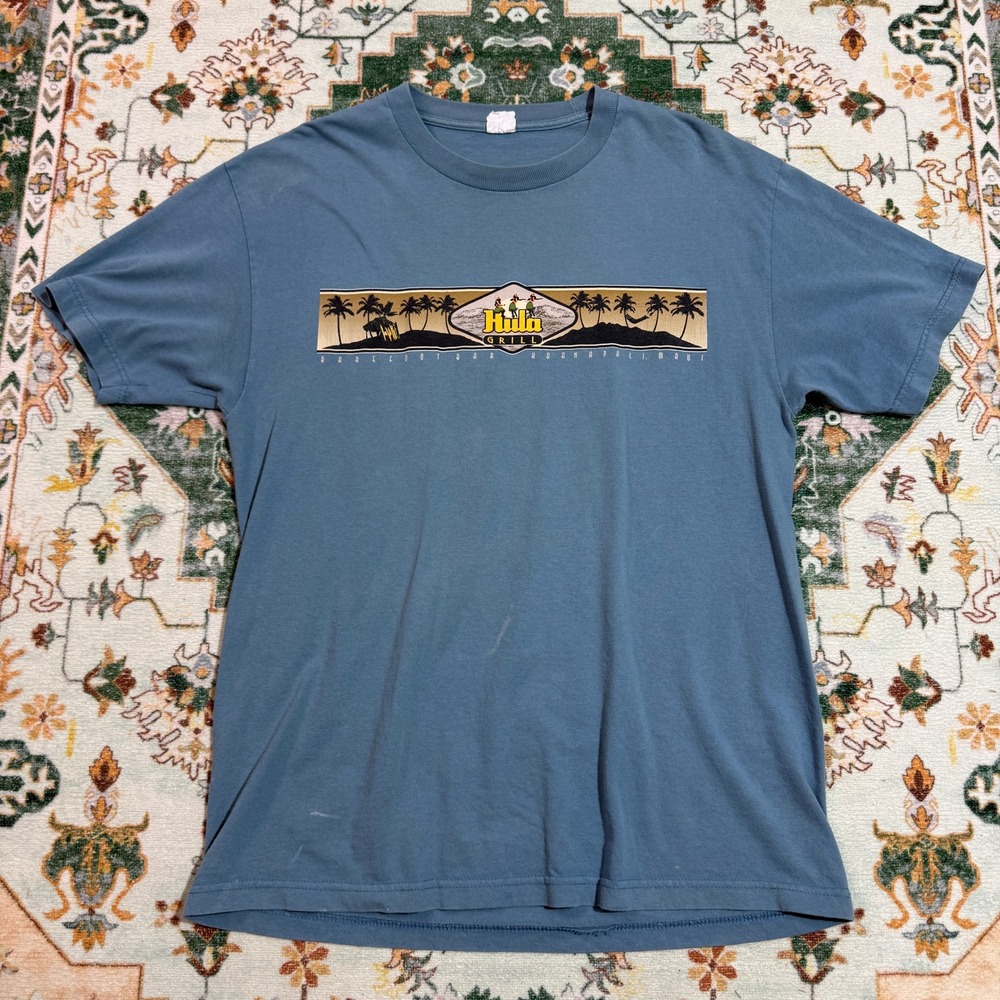 Alstyle T Shirt Maui Hawaii Graphic Print‎ Blue Men's Size